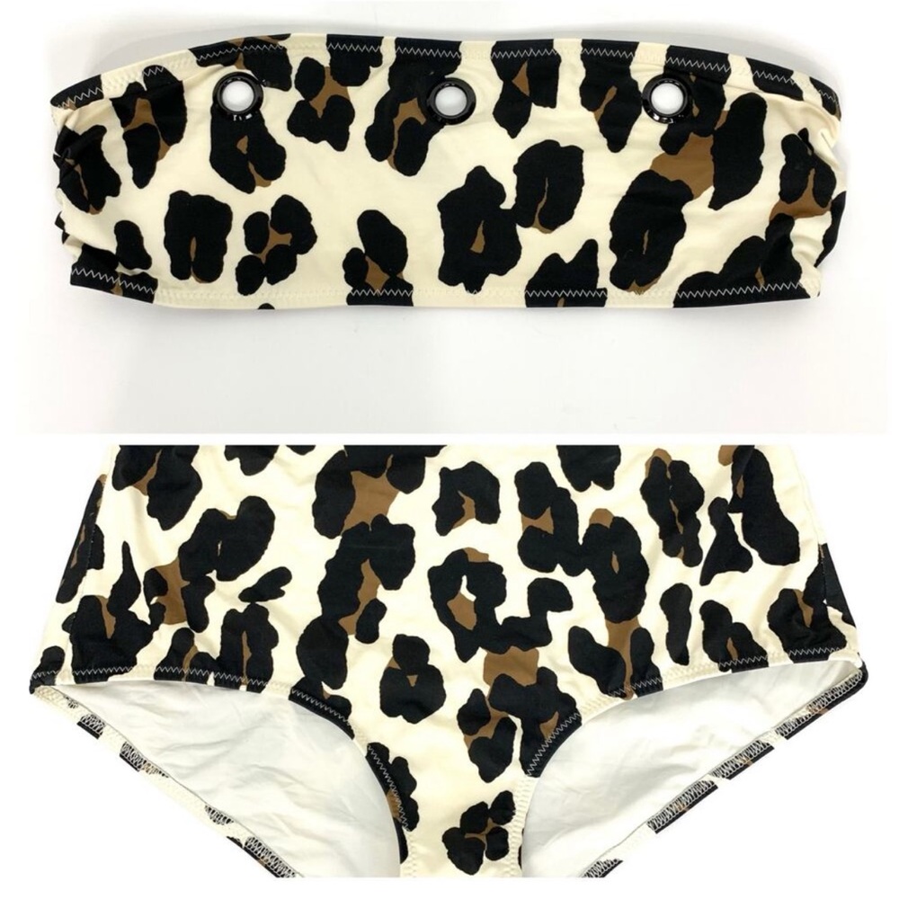 Solid & Striped Annabelle Bandeau Top Small Brigitte Bottom Medium Leopard